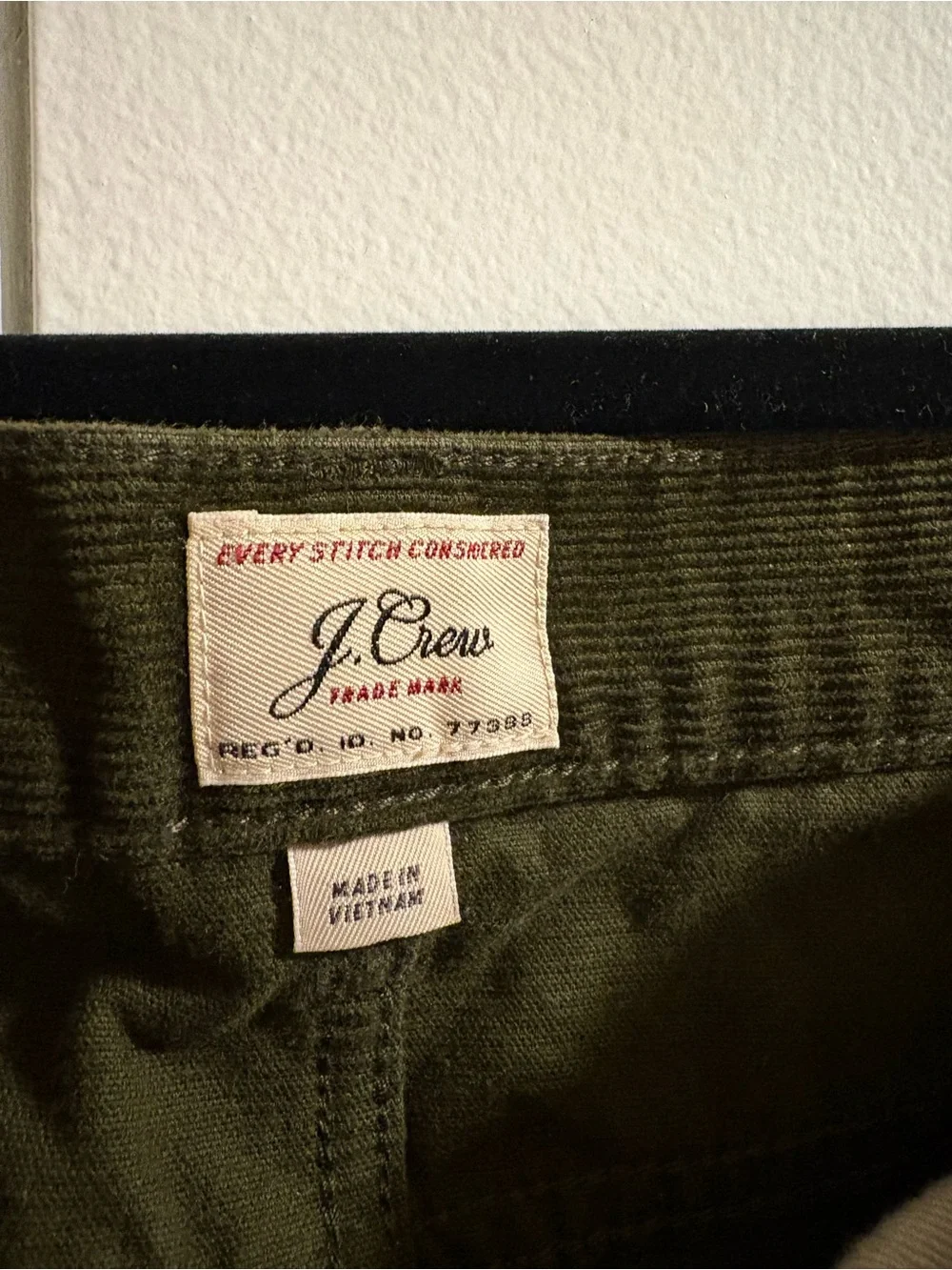 J. Crew Dark Olive Corduroy Trousers